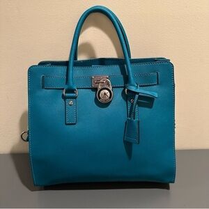 Michael Kors Large Hamilton Saffiano
Leather Aqua (Teal) Handbag.